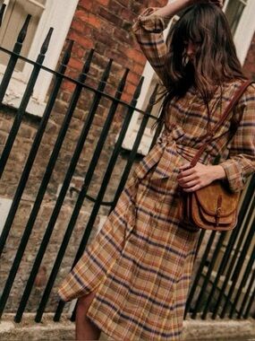 Sezane Like-New Alix Dress Check Print Size 14